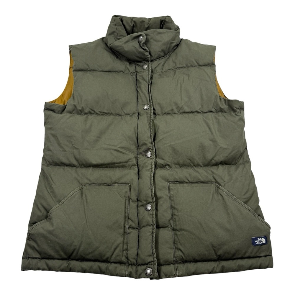 The North Face Mens A8ZH Olive Green Cotton Goose Down Puffer Vest Medium F13
